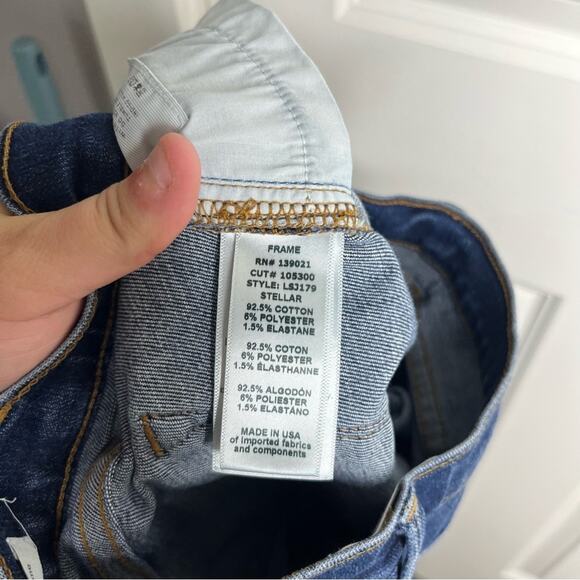 Frame Le Skinny De Jeanne Distressed Mid Rise Skinny Jeans Stellar Wash Size 25 - Picture 7 of 7